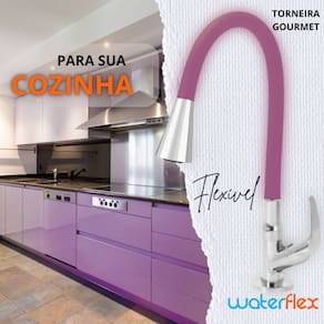 Torneira de Cozinha Duplo Jato Lilás Flexível Gourmet ABS Luxo Bancada