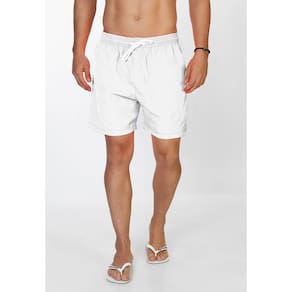 Short Praia Tactel Bermuda Branco Praia e Piscina Liso