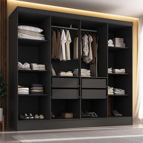 Closet Casal 4 Gavetas Jatobá Yescasa Preto