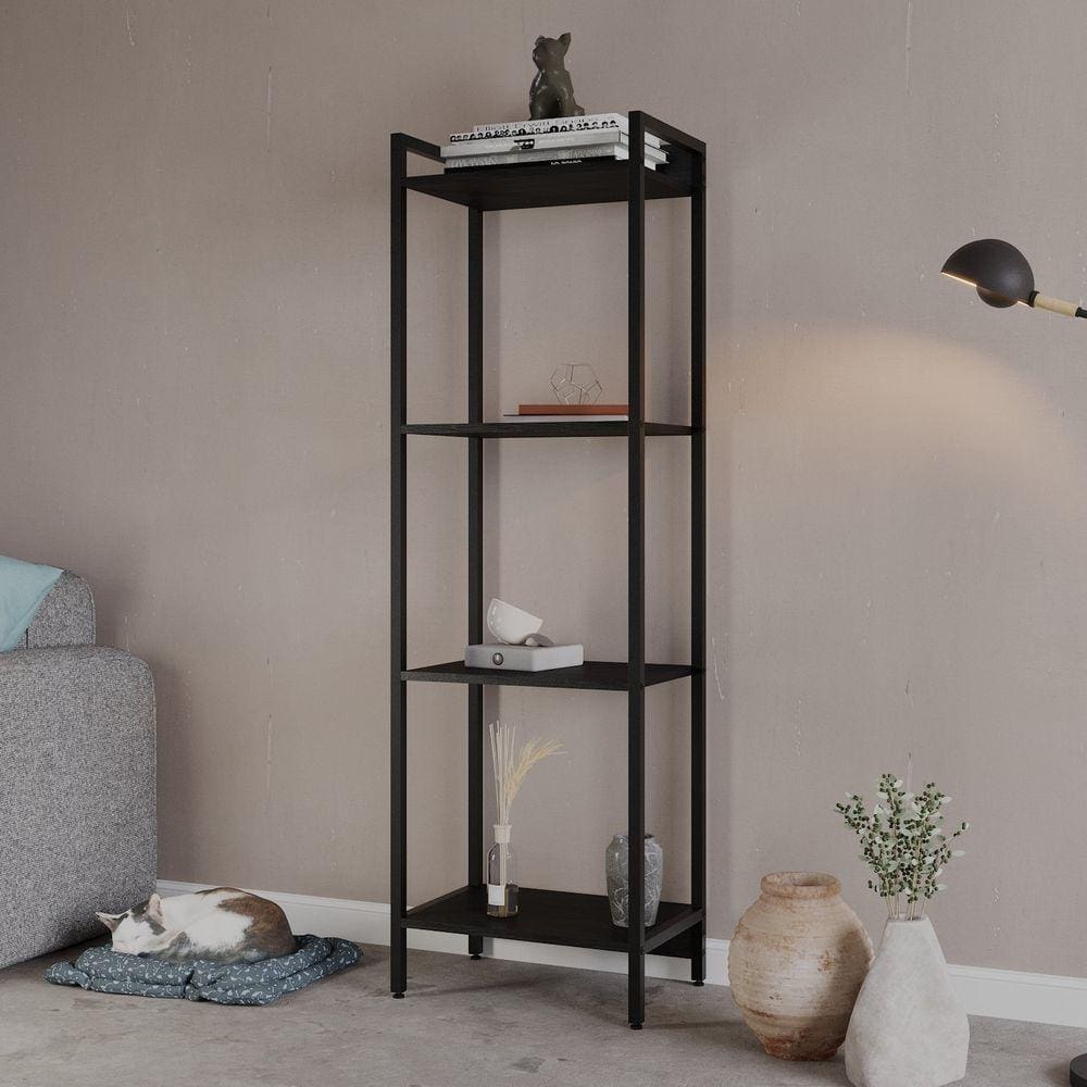 Estante para Livros Industrial Aço Multiuso 4 Prateleiras 146x45cm Active Yescasa Preto Onix