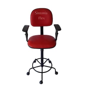 Cadeira secretaria caixa alta -com braço com regulagem de altura com rodízio pra balcão recepção - corano vermelho