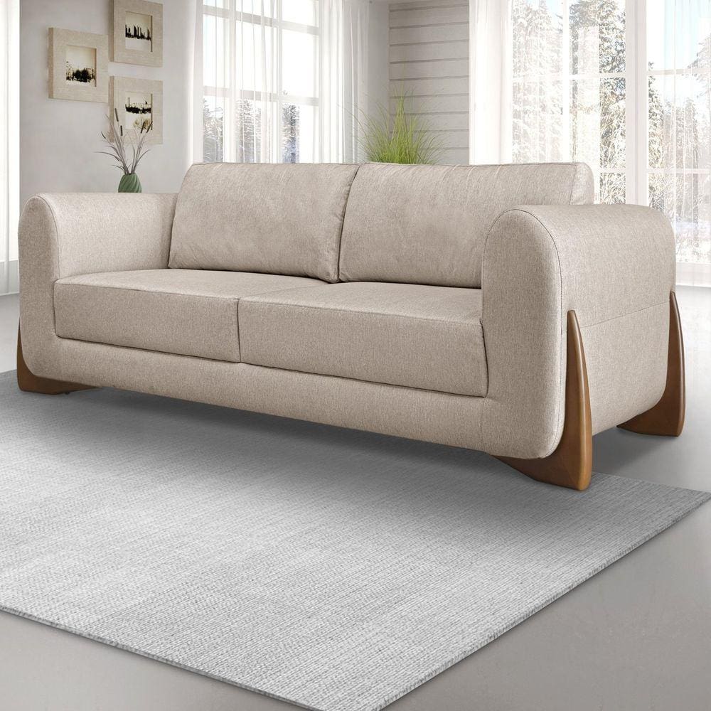 Sofá 3 Lugares 250cm Linho Djon Spezzia Decor Areia