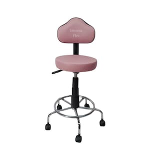 Cadeira secretaria Verona com regulagem de altura a gás - base de ferro e apoio para os pés cromada corano rosa bebe