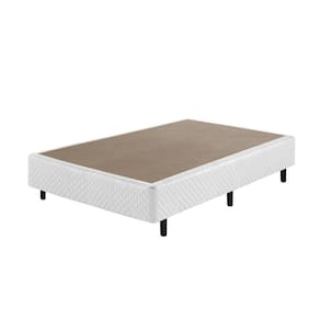Box Sommier Casal com Pés Fixos e Tecido Bordado Branco-138x188x40