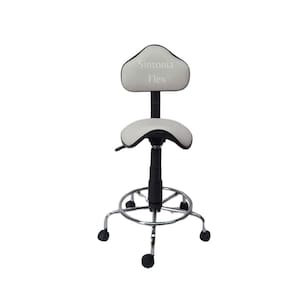 Cadeira sela estetica - regulagem de altura a gás - para dentista, manicure, tatuador, estrela cromada corano branco