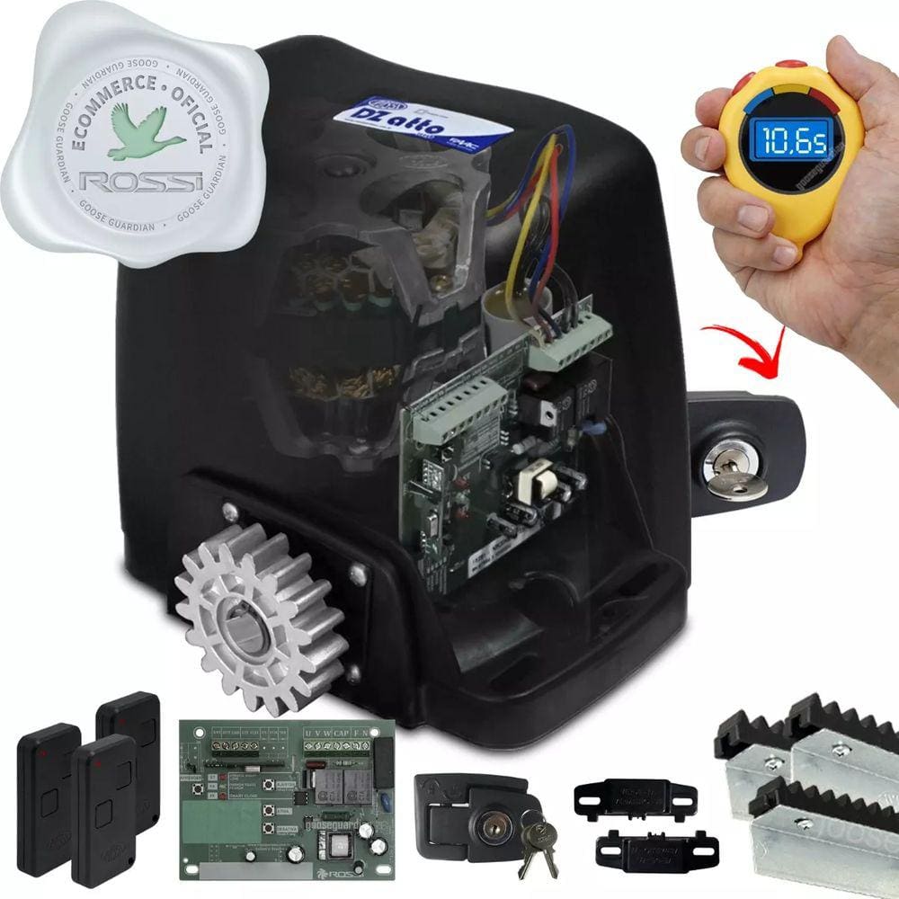 Kit Motor Rossi Dz Atto Turbo 3 Crem 3 Control Portão 350kg