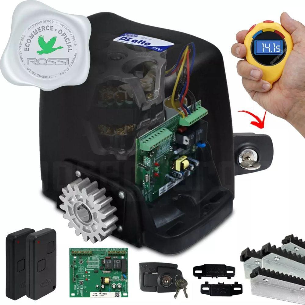 Kit Motor Rossi Dz Atto Turbo 4m Crem 2 Control Portão 350kg