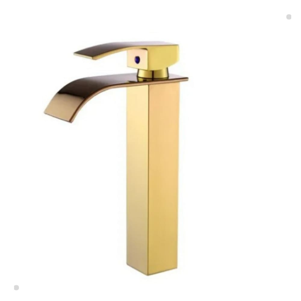 Torneira Banheiro Cascata Monocomando Alta Dourado Gold