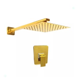 Kit Ducha Chuveiro Acabamento E Registro Misturador Dourado