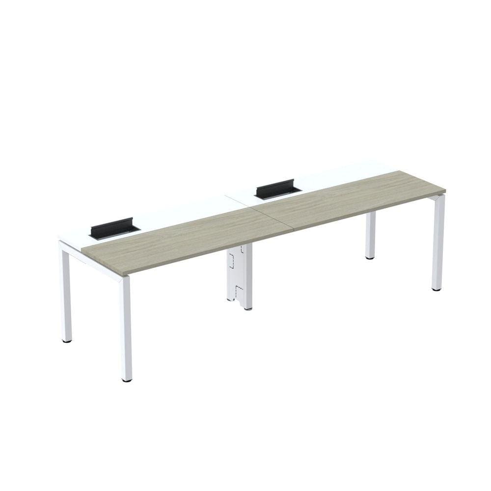 Mesa Plataforma para Coworking para 2 Pessoas 130x792 Psc130 Nogueira Casablanca/Branco