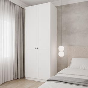 Guarda Roupa Modulado 2 Portas Internacionais com Cabideiro e 2 Gavetas Hera CabeCasa MadeiraMadeira Branco Geada