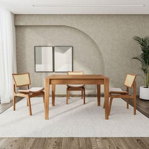 Conjunto de Mesa Retangular Tarsila Yescasa com 4 Cadeiras Verõnica Champagne