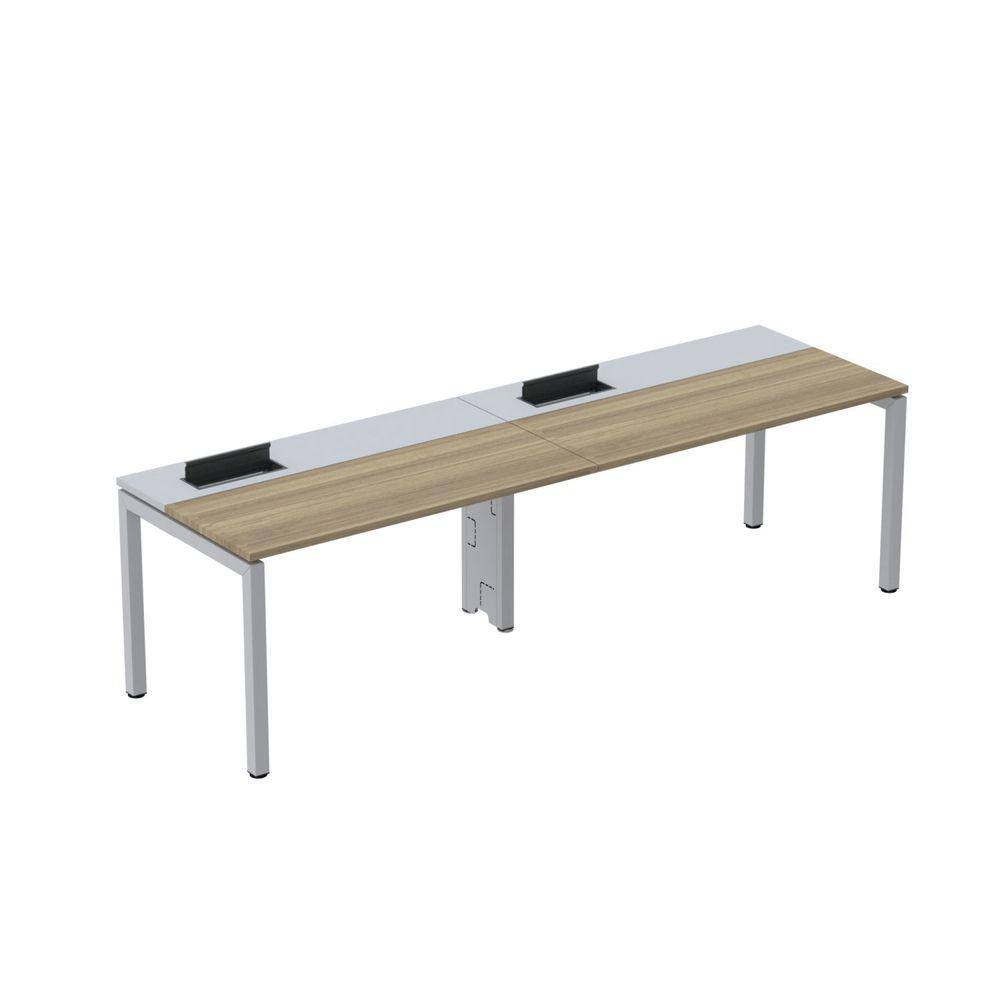 Mesa Plataforma para Coworking para 2 Pessoas 130x792 Psc130 Noce Marromlle/Cinza
