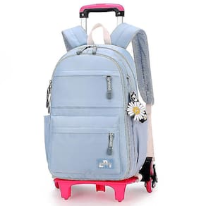 Mochilas, carrinho de escola primária e secundária para meninas, azul