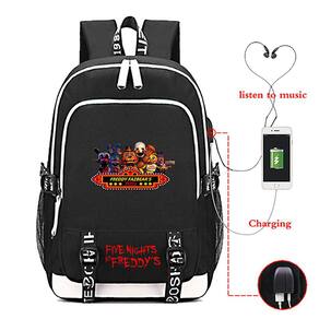 Mochila USB Cinco Noites na Freddy`s para Meninos - Preto