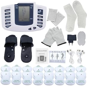 Estimulador muscular de tens elétrica digital completo massageador corporal (com luvas)