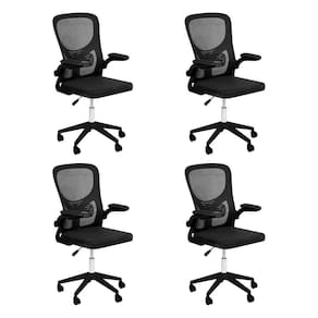 Kit 4 Cadeiras escritório rodizio office Base Preta Bytes