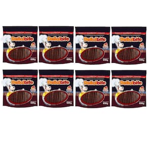 Combo com 8 pacotes bifinho palitinho carne para cachorro Delicibife Carne 650g