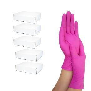 Luva Rosa P De Procedimento Nitrílica Cx 100 Un Kit 5