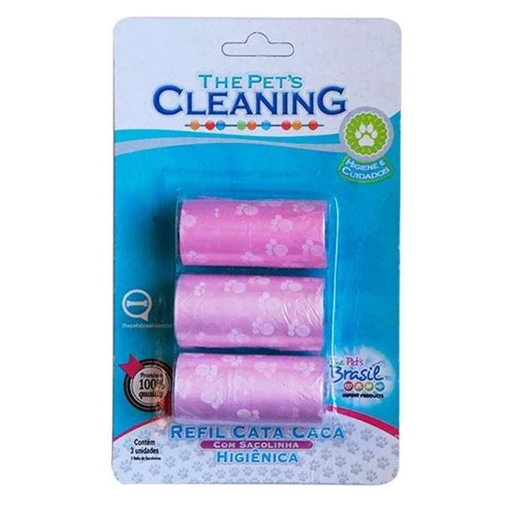 Refil de saquinhos Cata Caca para coletar fezes do animal cartela com 3 rolos The Pets Brasil