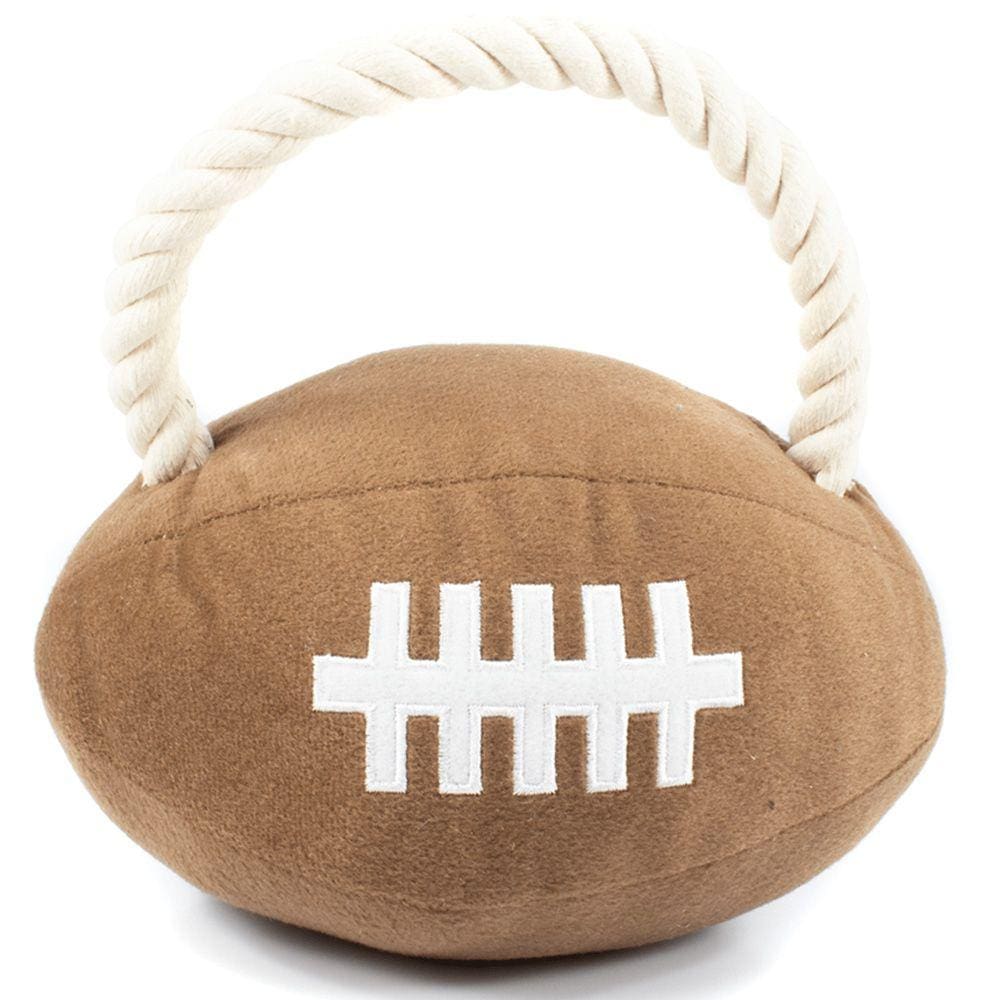 Brinquedo para cachorro Bola de pelúcia Futebol Americano com puxador de corda The Pet`s Brasil