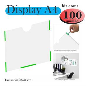 100 Display A4 Expositor Folha Quadro Horizontal Paisagem Pe