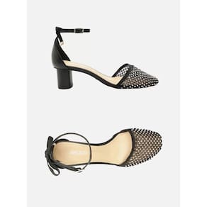 Sandalia Preto Salto Bloco Aberto Strass Arezzo Feminino
