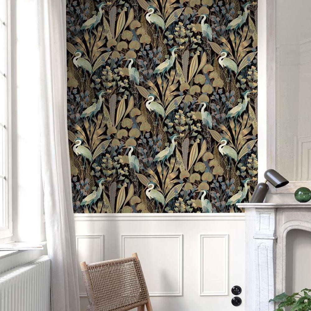 Papel de Parede Ciara Folhagem Preto A64303