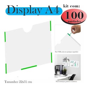 100 Display A4 Expositor Folha Quadro Horizontal Paisagem Pe