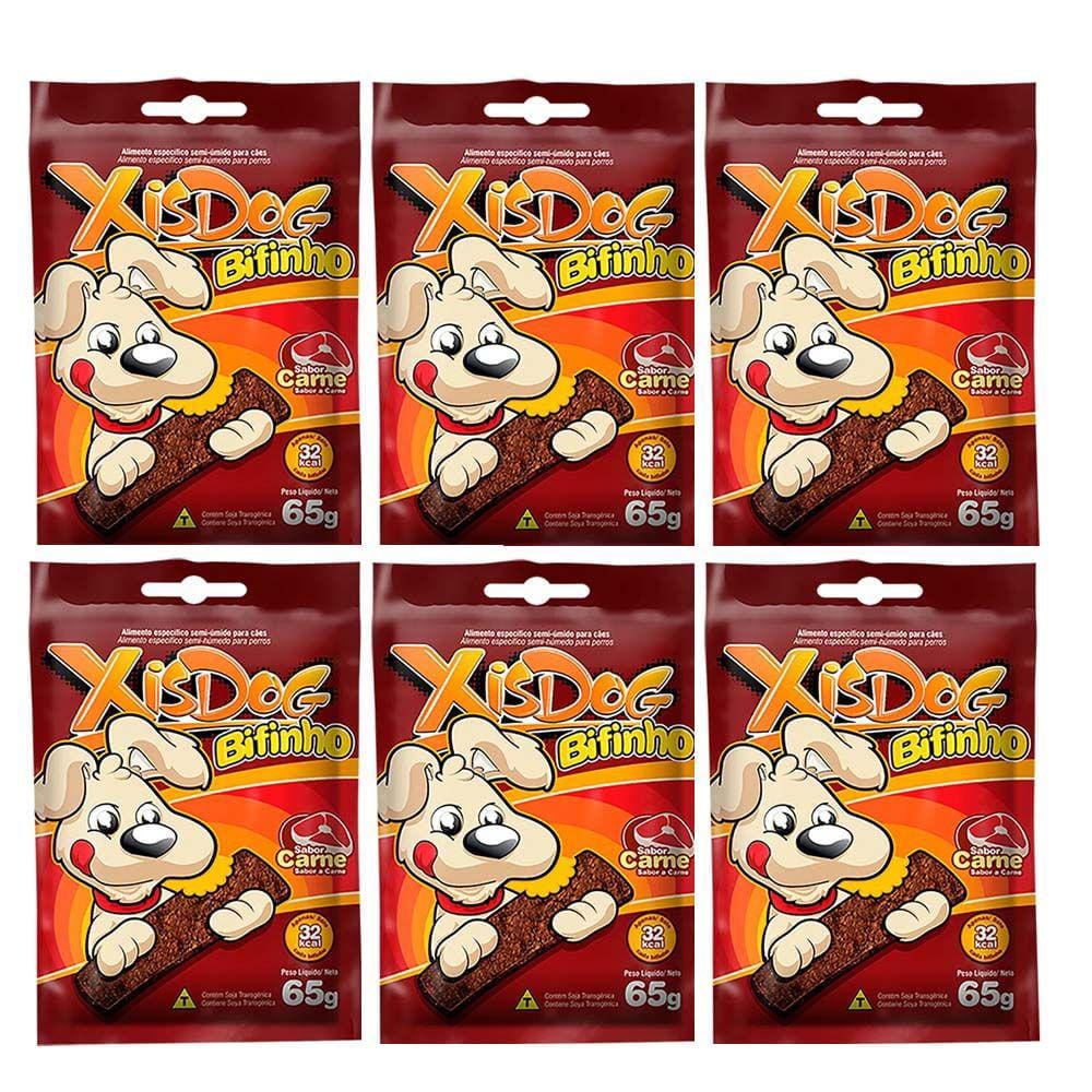 Combo 6 pacotes Bifinho para Cachorro Petisco XisDog Bifinho para cães Sabor Carne