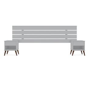 Cabeceira box extensível Casal/Queen/King Gelius Roma com 02 mesas de cabeceira - Branco Acetinado