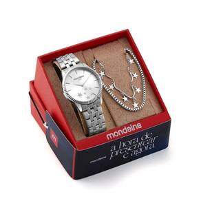 Kit Relógio Mondaine Feminino Analógico Prata 32536L0MKNE2K1