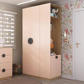 Conjunto Modulado Infantil 2 Peças com 4 Portas 2 Gavetas com Nichos e Sapateira Joy Kids CabeCasa MadeiraMadeira Salmão/Avena