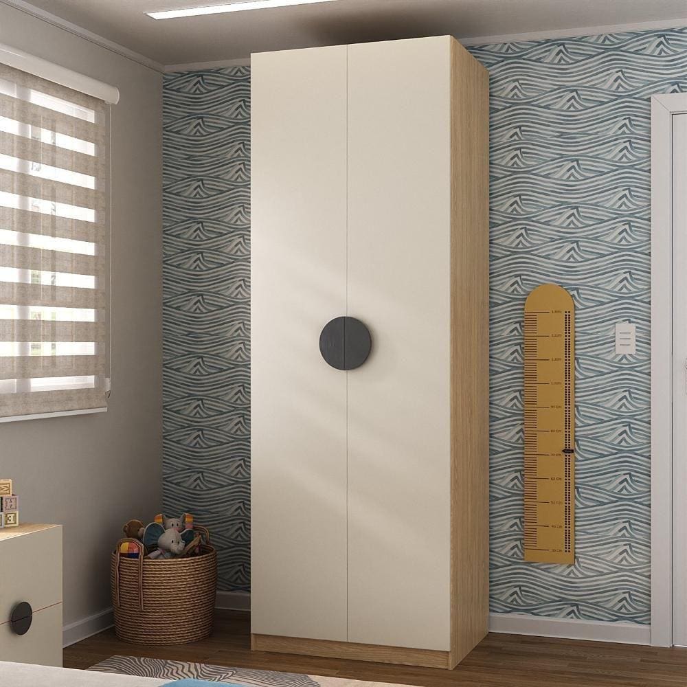 Guarda Roupa Infantil Modulado 2 Portas com Cabideiro Joy Kids CabeCasa MadeiraMadeira Cinza/Avena
