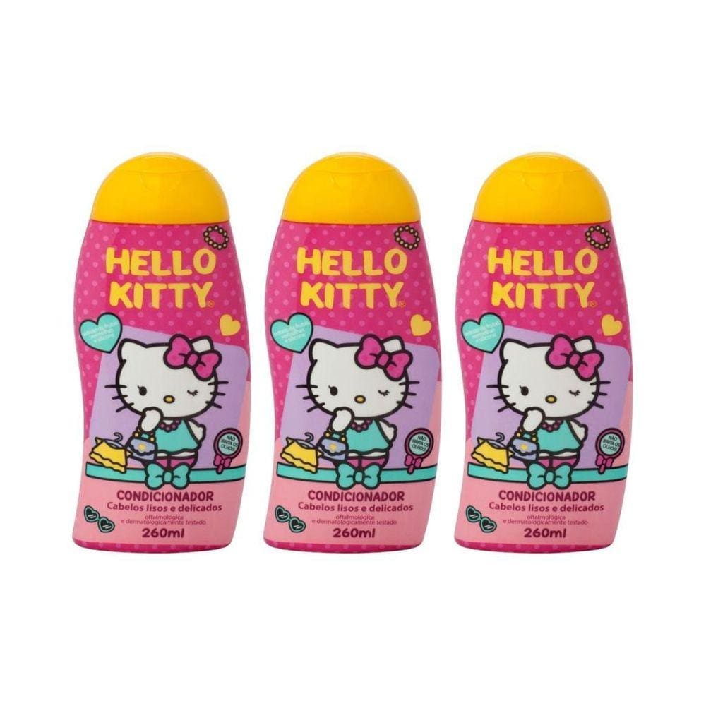 Condicionador Cia Da Natureza Hello Kitty Lisos 260Ml - 3Un