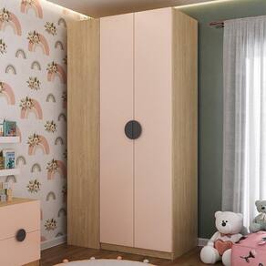 Guarda Roupa Infantil Modulado de Canto 2 Portas Joy Kids CabeCasa MadeiraMadeira Salmão/Avena