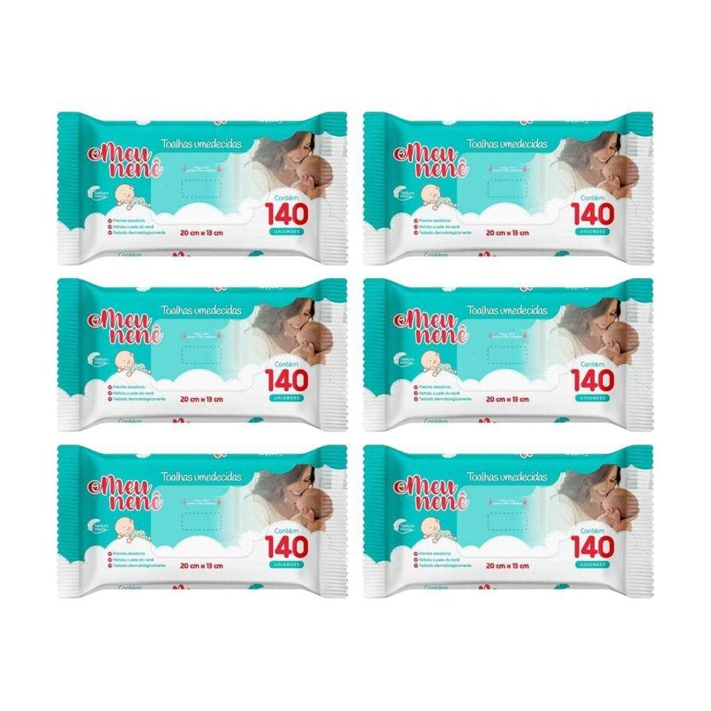 Toalha Umedecida Meu Nene Com 140Un - Kit Com 6Un