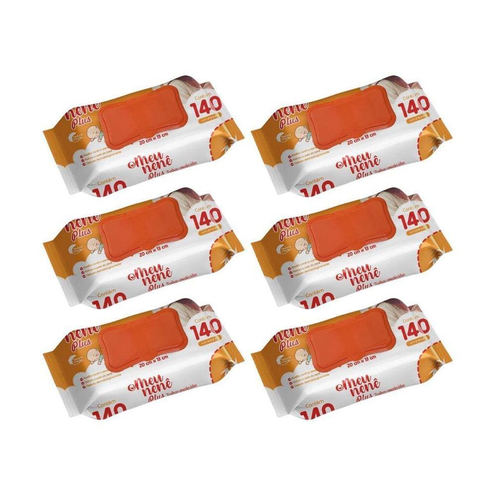 Toalha Umedecida Meu Nene Plus 140Un - Kit Com 6Un