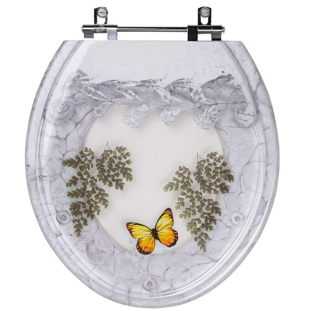 Assento Sanitario Poliester Decorado Borboleta Ravena para vaso Deca
