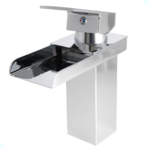 Torneira Banheiro Lavabo Misturador Monocomando Cascata Calha Bica Baixa Cromada