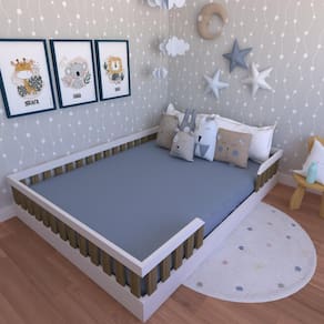 Cama Infantil Montessoriana Casal Cori Yescasa Branco/Carvalho