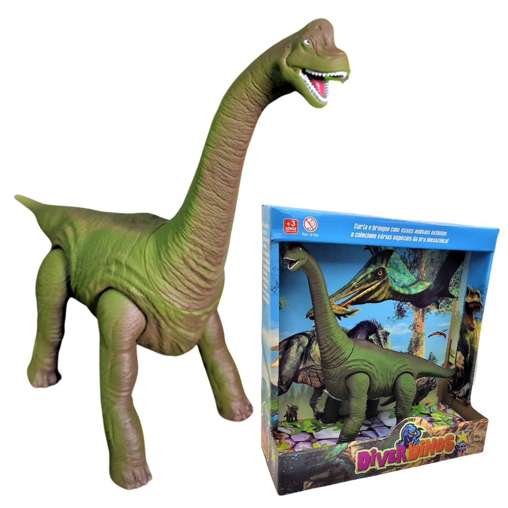 Brinquedo Dinossauro Braquiossauro Vinil Articulado DiverDinos Coleção Divertoys