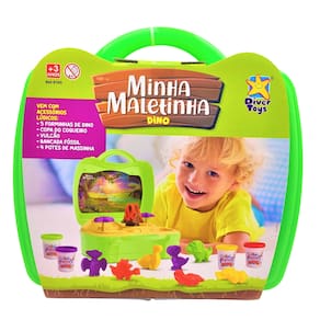 Brinquedo Minha Maletinha Dino Acessórios Ludicos Forminha Massinha Bancada Divertoys