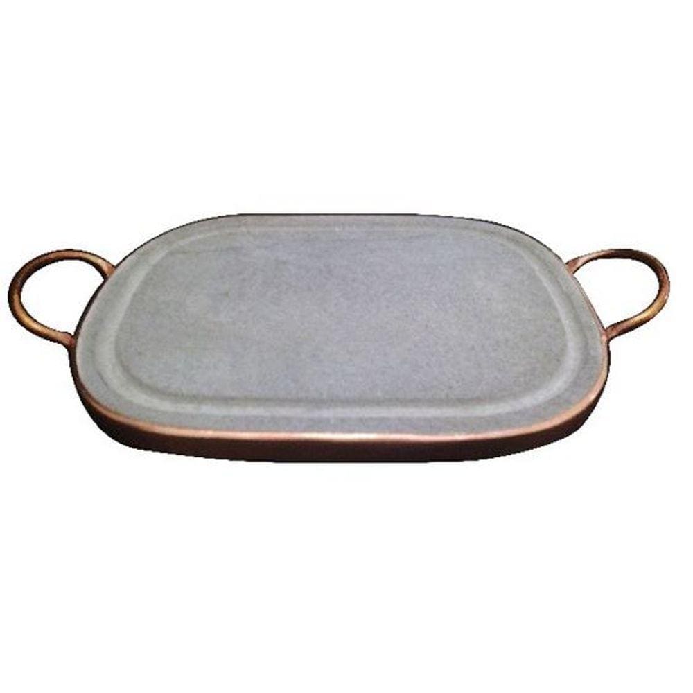 Grelha Retangular 20 x 30 cm com aro e alças em cobre