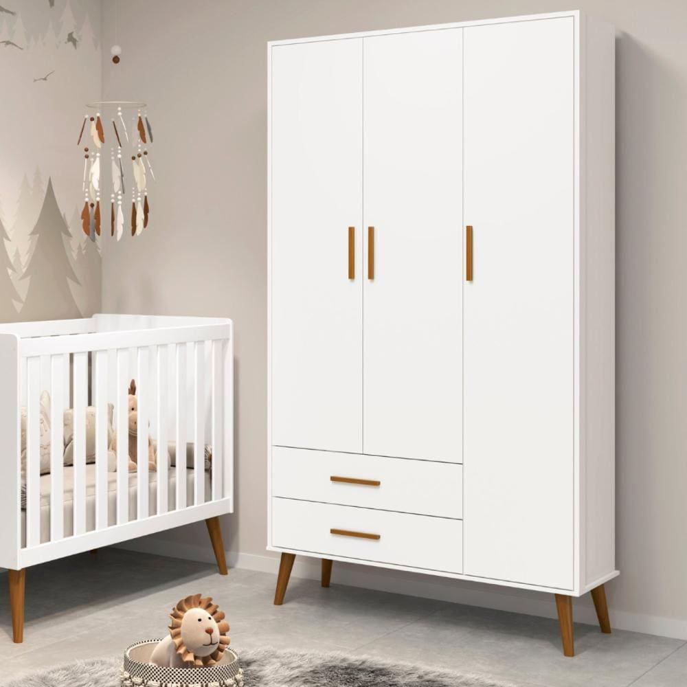 Guarda Roupa Infantil 3 Portas Isis Branco
