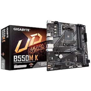 Placa Mae Gigabyte B550m K, Chipset B550, Amd Am4, 4 Soquetes Ddr4, M.2, Matx, Ddr4