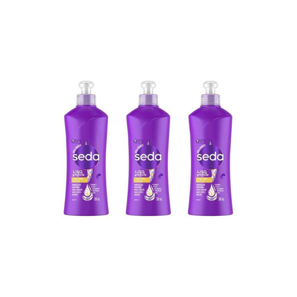 Creme Para Pentear Seda 300Ml Liso Perfeito-Kit C/3Un