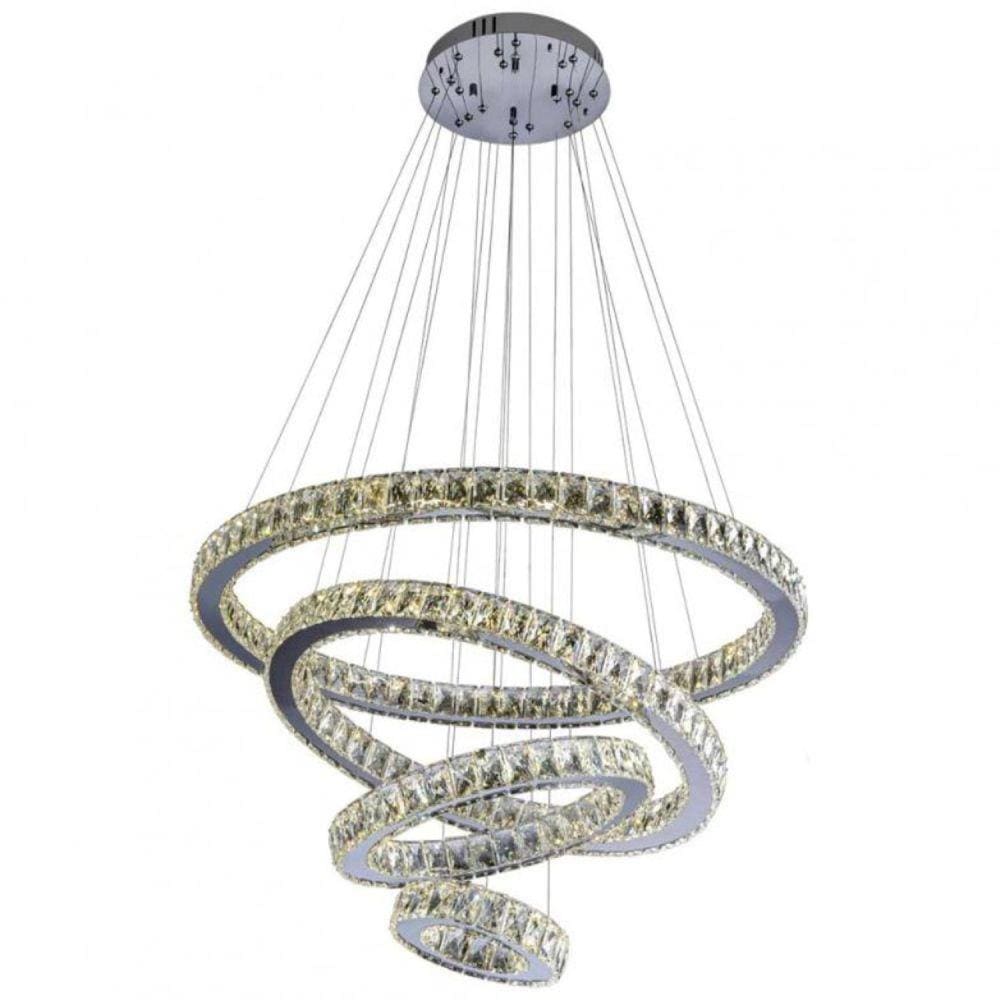 Pendente Led Redondo 04 Aros 132w 4000k Tokyo Bronzearte Inox