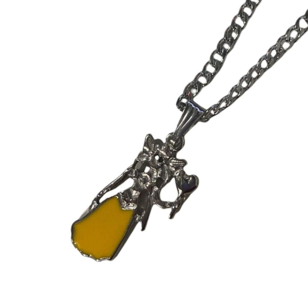 Colar Corrente Pingente Orixá Oxum 2,6 cm Amarelo Niquelado