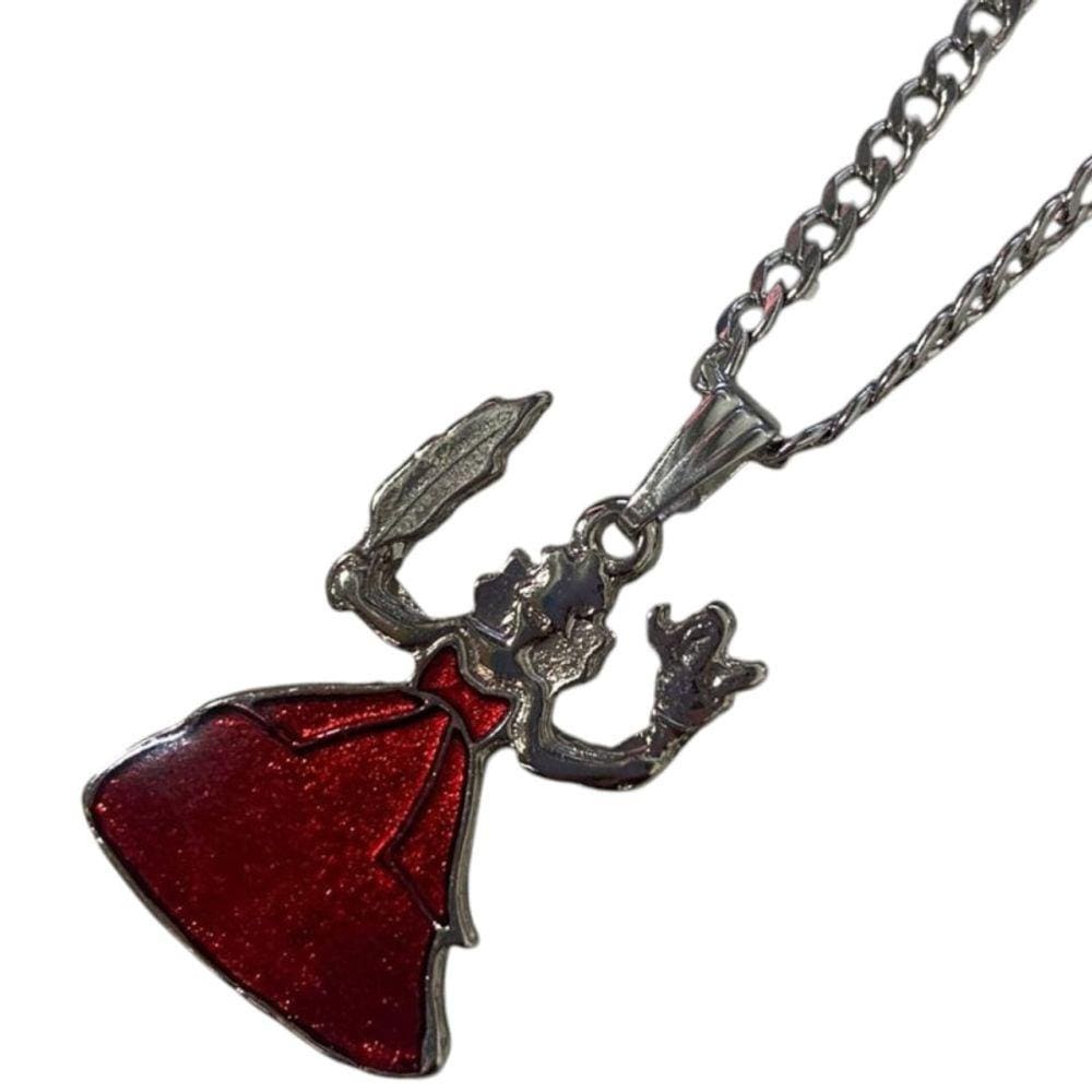 Colar Corrente Pingente Orixá Iansã Vermelha 2,3 cm Niquelado